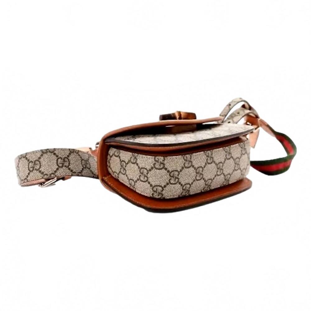 NEW GUCCI women's supreme bamboo 1947 mini belt bag in beige monogram canvas - Picture 5 of 7